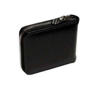 My Secret Garden Men Zipper Wallet PU Leather Carbon Fiber Short Wallets 